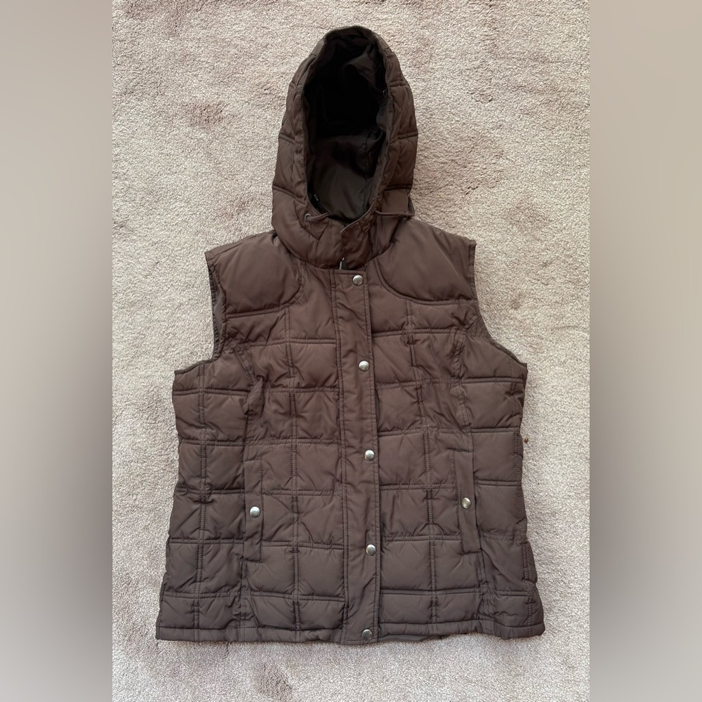 Gap Sleeveless Quilted Hooded Puffer Vest - Brown